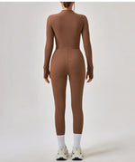 Women's Jumpsuits One-Piece Suit Yoga Set Zipper Long Sleeve Gym Push Up Workout Clothes Fitness Bodysuit Sportswear Tracksuit