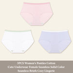 3Pcs/Set Women's Seamless Cotton Briefs Women Panties Solid Color Breathable Underwear Female Low Waist Soft Lingerie S-XXL