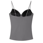 HXAO Woman Tops Corset Crop Top Women Sleeveless Black Brown Top With Straps Camisole Bodycon Backless Sexy Tops Bustier
