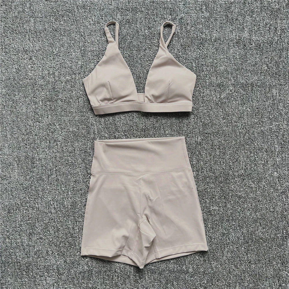 1/2PCS Women's Contour Crop Sport Bra Yoga Sets High Waist Scrunch Fitness Push-Up Gym Workout Shorts Running Active Suits XP187