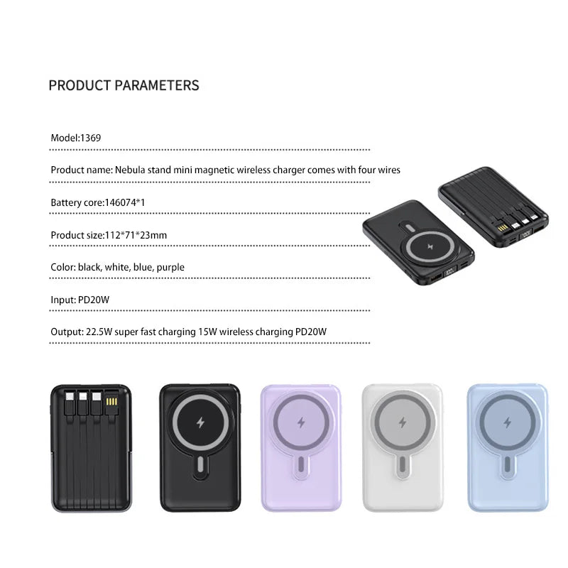 OnePlus Power Bank 200000mAh Portable Auxiliary Spare External Magnetic Battery Pack Wireless Charger For iPhone Xiaomi