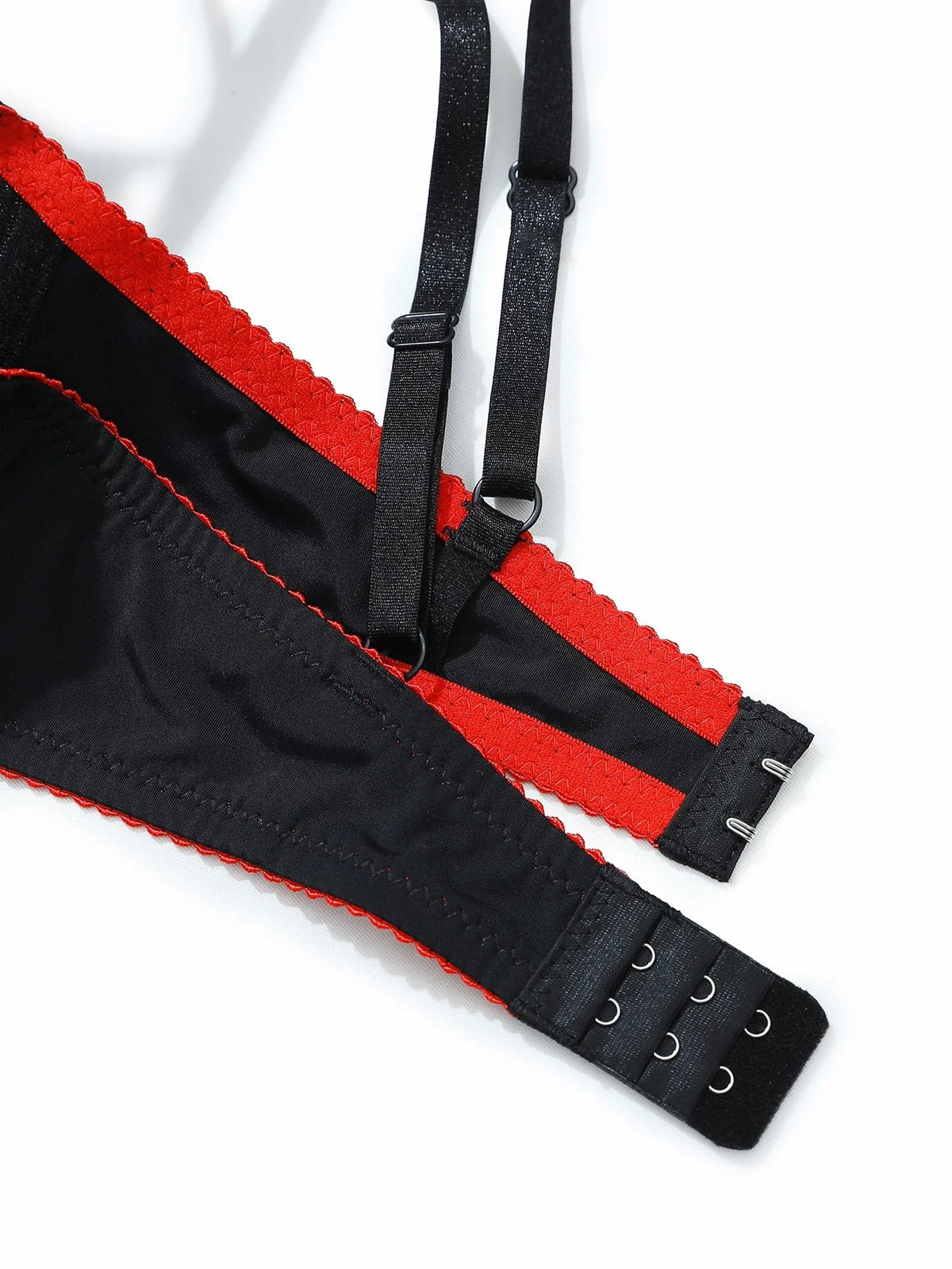 Women's Sexy Contrast Color Lace Push Up Bra Underwire Adjustable Straps Red Lace Trim Comfortable Lingerie