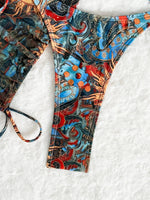 Sexy Abstract Sun Print Bikini Set 2025 Women Push Up Bra Mesh Skirt 4 Piece Swimsuit Summer Bathing Suit Holiday Swimwear