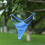 2PCS Women Sexy Cotton Panties Two Belts Hollow Out G-String Thongs Breathable Underwear for Female Solid Color Lingerie S-XL