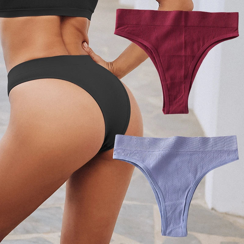 2PCS/Set Seamless Panties Women Sexy Low Waist Brazilian Pant Female Solid Color Breathable Underwear Lady Soft Intimat Lingerie