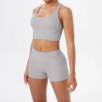 2PCS Yoga Set Women Gym Sports Suits Fitness Bra Crop Top Workout Clothes Female Athletic Wear Push Up Shorts Sportswear