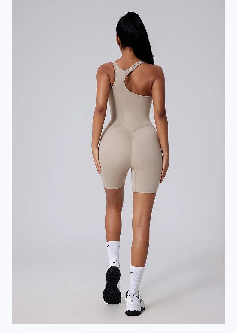 Women's Short Tracksuit One-Piece Sportswear Gym Workout Clothes Fitness Jumpsuit Stretch Bodysuit Yoga Suit Sports Playsuit