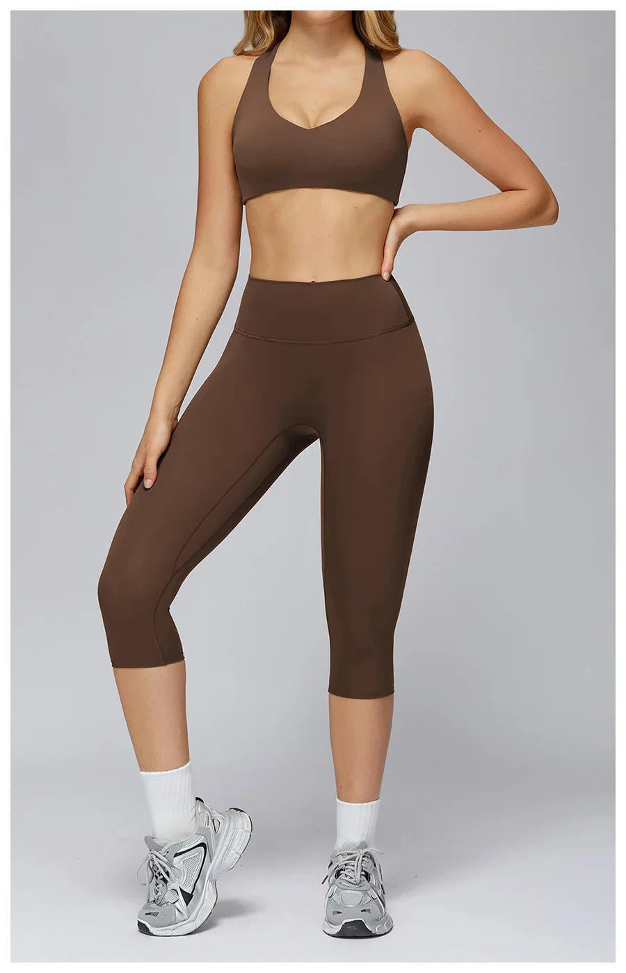 New yoga set 2 pieces gym set Women Long Sleeve Sports Shirts Sports Bra Leggings Suit Fitness Running Workout Suits Tracksuit