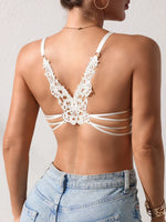 Women's Lace Butterfly Back Beauty Push up Sexy Bras Modern Trend Solid Color Front Buckle Bra for Woman