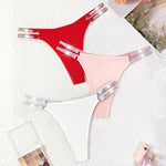 3pcs/Set Sexy Women Thongs New Fashion Intimate Lingerie Solid Comfortable Two Shiny Belts Ladies G-string Female Underwear