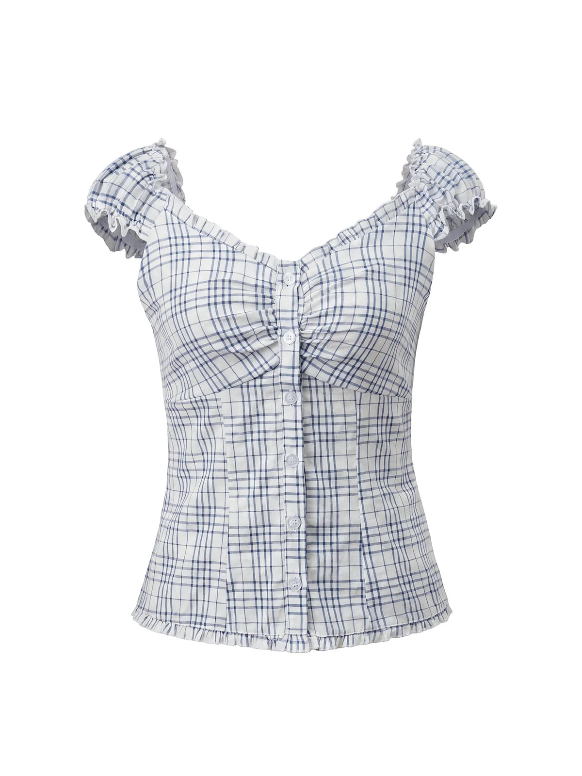 Women Summer Tops and Blouse Short Sleeve Square Neck Button Down Shirts Y2K Retro Casual Daily Streetwear