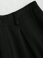 Women's Elegant Jacquard Pleating Wide-Leg Pants Office/Commuting Solid Color Loose Casual Suit Pants, Autumn/Winter