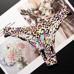 Ice Silk Leopard Women Panties Sexy G String Thong Seamless Underwear T Back Candy Color Girls Briefs Underpants Plus Size M-XXL