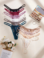 10Pcs/Set Sexy Lace Women Panties Low Waist G‑String Thong Adjustable Waistband Lingerie Underwear