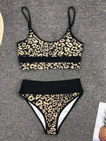 Sexy Golden Printed Bikini High Waist Swimsuit Women Swimwear Two-pieces Bikini set Bather Splicing Bathing Suit Swim Wear V1717