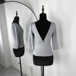 Trendix V Neck Slim Long Sleeve Tops Women 2026 Spring Casual Vintage Bodycon Pullover Top Party Retro Office Basic Backless Top