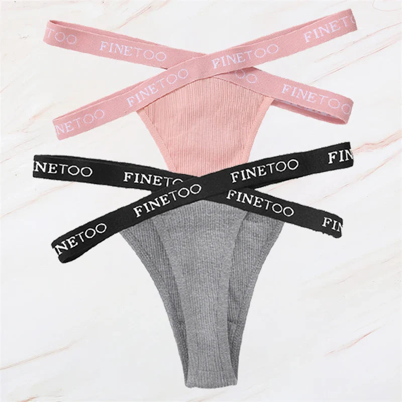 2Pcs/Set Women Thongs Panties Female Letter Belt Underwear Ladies Cotton Cross Strap Bikini M-XL G-String Girl Intimate Lingerie