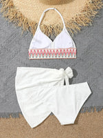 Girls 3pack White High Waist Bikini Sets with Skirts Kids Swimsuit 7-12 Years Children's Swimwear 2026 Cute Bathing Suit Teens