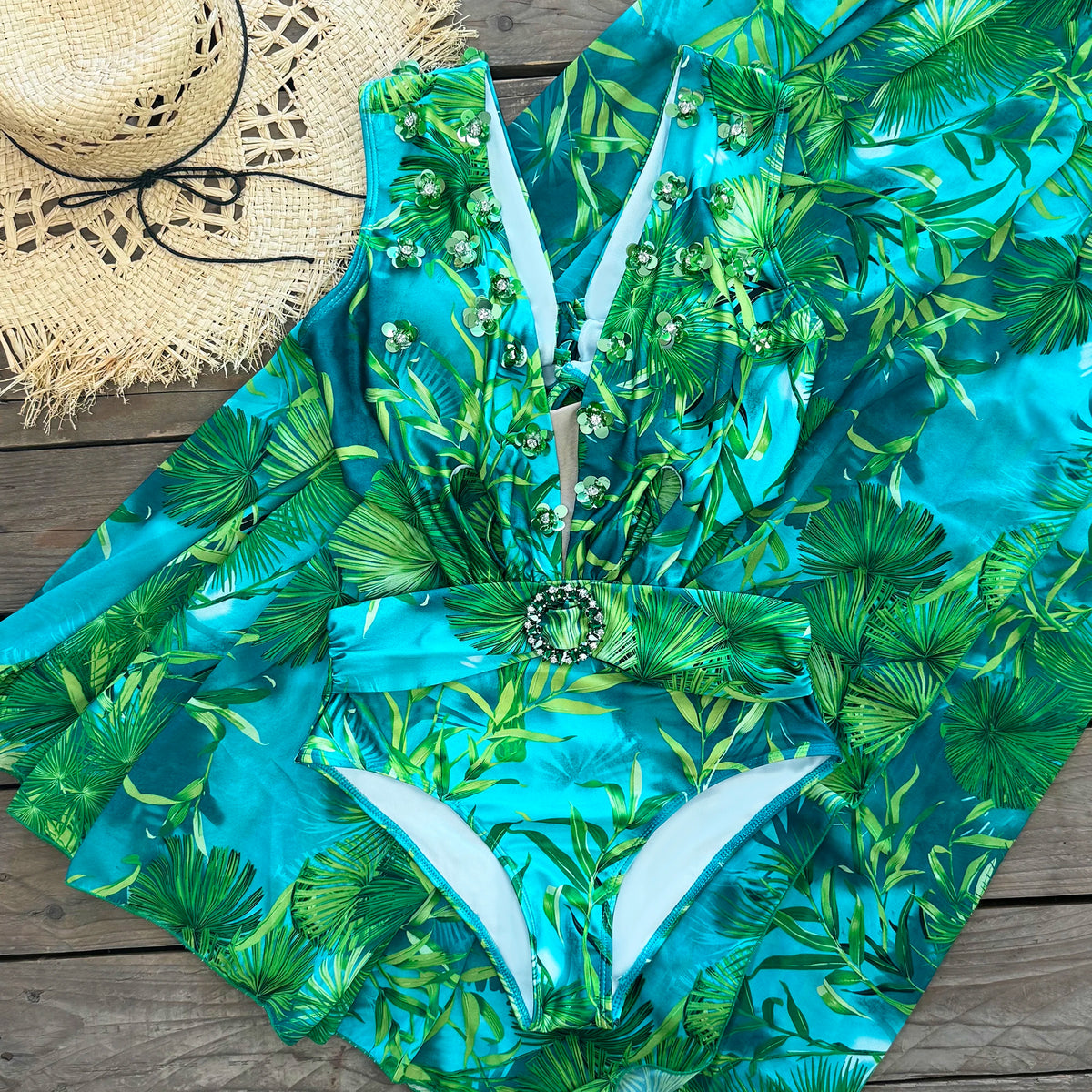 2024 New Sexy Bikini Set Printed Diamond Brazilian Biquini Women Swimwear Skirt Bathing Suit Girls Summer Beachwear Dress
