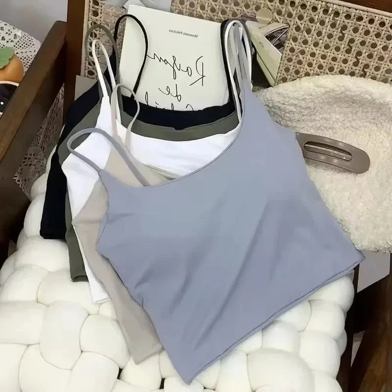 Summer Bra Top Sexy Women Ice Silk Crop Top Seamless Tube Tops Camisole Underwear Korean Fashion Solid Padded Bralette Vest