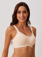 Women's Wire-free Seamless Bra Full Cup Breathable Thin Padding Bras Solid Color Plus Size Comfortable Outer Bra Underwear