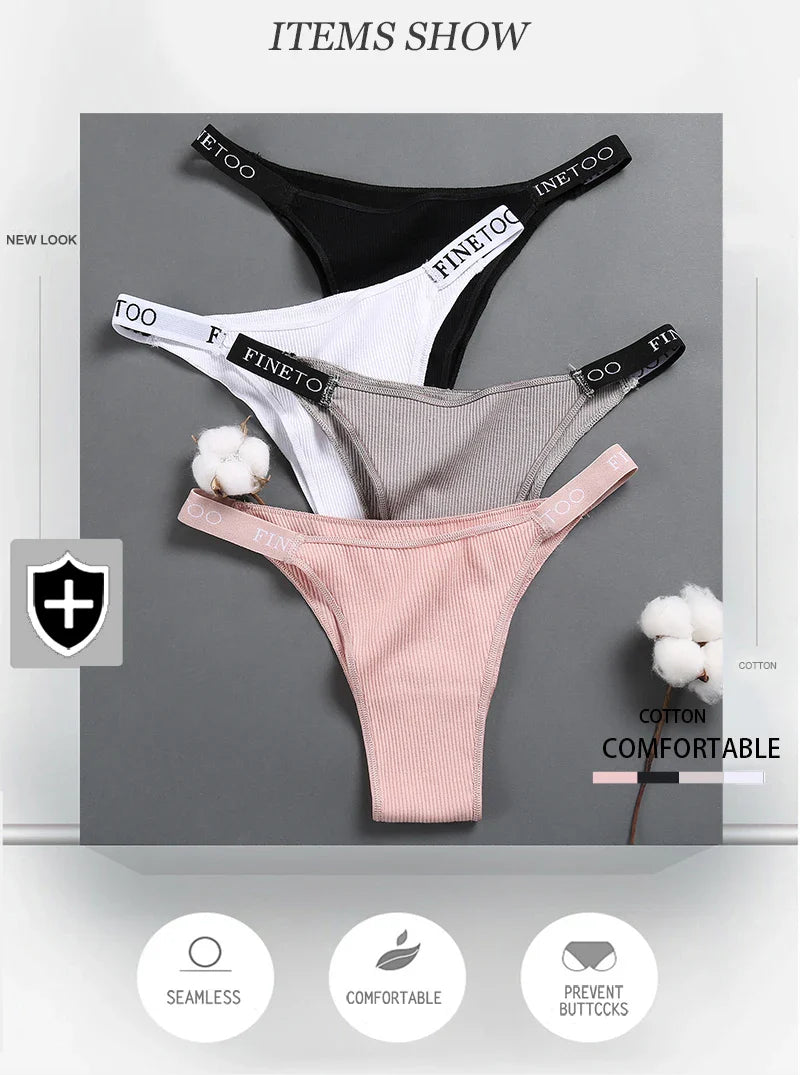 3Pcs/set Low Waist Brazilian Panties Women Cotton Bikini Panties M-XL Lady Comfortable Underwear Female Soft Underpants Lingerie