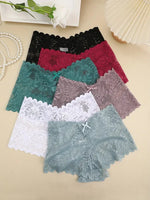 6PCS Women Lace Boxers Briefs Sexy Seamless Breathable Low Waist Female Underwear Solid Color Intimates High Elastic Lingerie