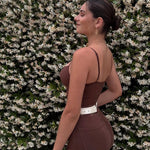 HXAO Woman Tops Corset Crop Top Women Sleeveless Black Brown Top With Straps Camisole Bodycon Backless Sexy Tops Bustier