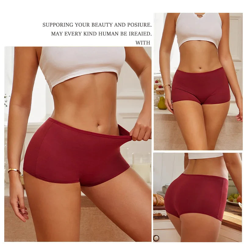 3PCS Women's Panties Cotton Seamless Sports Boxers Underwear Female Solid Color Briefs Cozy Lingerie Intimate Underpants XS-XL