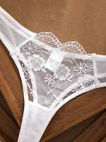 Lady Floral Embroidery Lingerie Set Women Sheer Bra and Brief Underwear Set Satin Sexy Intimates Underwear