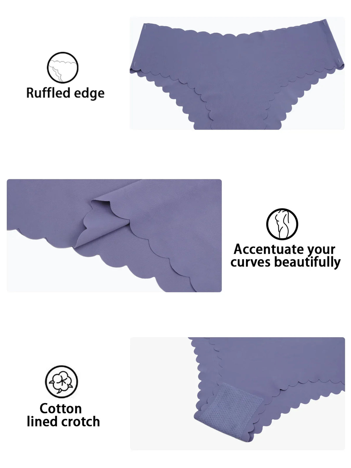 Women Hot Sexy Thongs High Waist Seamless Underwear Breathable Comfort Briefs Panties Female S-2XL Wave Edge