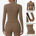 Hearuisavy Summer Ultra-Soft Fabrics Tight Sports Jackets Women Zipper Gym Yoga Clothes Female Quick-Dry Long Sleeve Sportswear