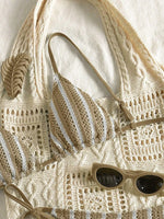 Sexy Orange Striped Bikini Set 2026 Women Halter Push Up Bra Tassel Bandage Thong Swimsuit Summer Holiday Bathing Suit Swimwear