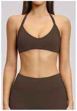 Summer Sports Bra Women Seamless Halter Top Fitness Bra High Support Push-up Open Back Gym wear Running Yoga Workout Underwear