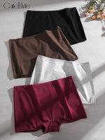 4Pcs/Set Women's Cotton Boxers Panties Seamless Sports Underwear Female Solid Color Cozy Lingerie Intimate Underpants XS-XL
