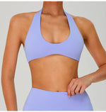 Fitness Sports Bra Women Halter Top High Support Push-up Open Back Gym Wear Hanging Neck Fitness Bar Yoga Bar Workout Underwear