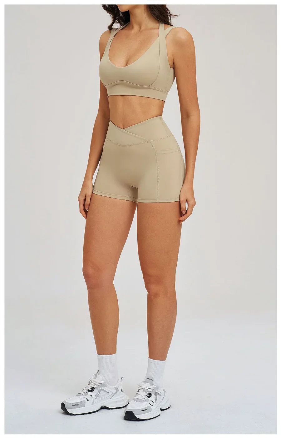 Women' Sports High Waist Shorts Set Fitness Cycling Elastic Sports Pants Yoga Bra Set Gym Sportswear Workout Set Athletic