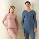 Wool Silk Thermal Underwear Set Double-sided Cashmere Long Johns Plus Cashmere Thick Autumn Winter for Men Women Warm Underwear