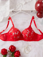 Everyday Plus Size Women's Bra Embroidered floral patchwork underwire Push up Bra Comfortable Thin cup Women underwear lingerie