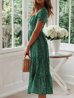 Vestidos Vintage Vintage Print Puff Sleeve summer Beach sweet dresses Casual Square collar floral maxi long dress festa