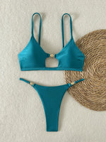 Sexy Thong Bikini 2026 Mujer Women Luxury Metal Ornament Hollow Out Push Up Micro Swimsuit Summer Bathing Suit Bathers Swimwear