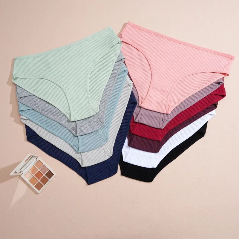Women's Seamless Cotton Briefs Women Panties Solid Color Breathable Underwear Female Low Waist Soft Lingerie S-XXL