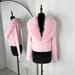Trendix Black Knit Cardigan For Women Winter Detachable Faux Fur Collar Short Tops Street Slim Party Elegant Outerwear Top Femme