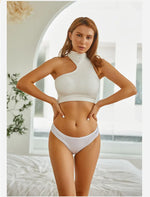 3PCS/Set Women Cotton Briefs Panties Ladies Sexy Solid Color Low Waist Underwear Female Soft Breathable Intimates Lingerie 2024