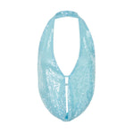 Women Summer Solid Color Tank Tops Sparkly Sequins Backless Halter Neck Vests Sleeveless Backless Crop Tops Streetwear