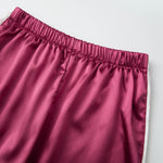 Women's Satin Two Pieces Pajama Sets Fashionable Contrast Color Trim Long Sleeve Button Down Tops with Pants Soft Sleepwear