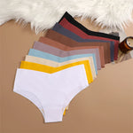 3PCS Women's Seamless Maillard Underwear Sexy V-Shaped Mid Waist Ice Silk Briefs 10 Soild Color Cozy Stretch Sexy Underpant S-XL
