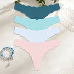 4PCS Women Seamless Panties Wavy Design Ultra-thin Panties Women Ice Silk Underwear Sexy Panty Low Waist G-string Female Solid