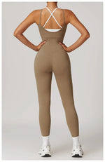 Yoga Jumpsuit Fake two color contrast halter sport jumps Women Push Up Gym Fitness Overalls Sport Outfit Sportswear Clothes 8843