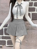 WOMENGAGA Korea Style Sexy Slim High Waist Strap A-line Half Length Skirt Fashion Women Skorts JK Sweet 2023 NewOW3W